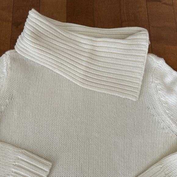Lord & Taylor cream sweater with large fold over split collar size 1x - Picture 3 of 12